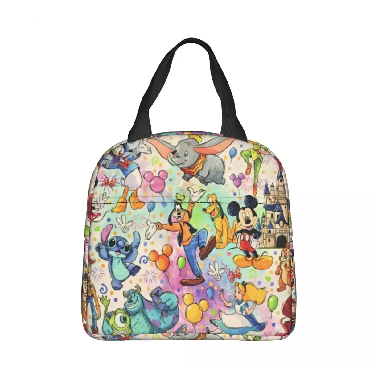 

Disney Cartoon Stitch Princess Insulated Lunch Bags Cooler Bag Meal Container Minnie Mickey Leakproof Tote Lunch Box Food Bag
