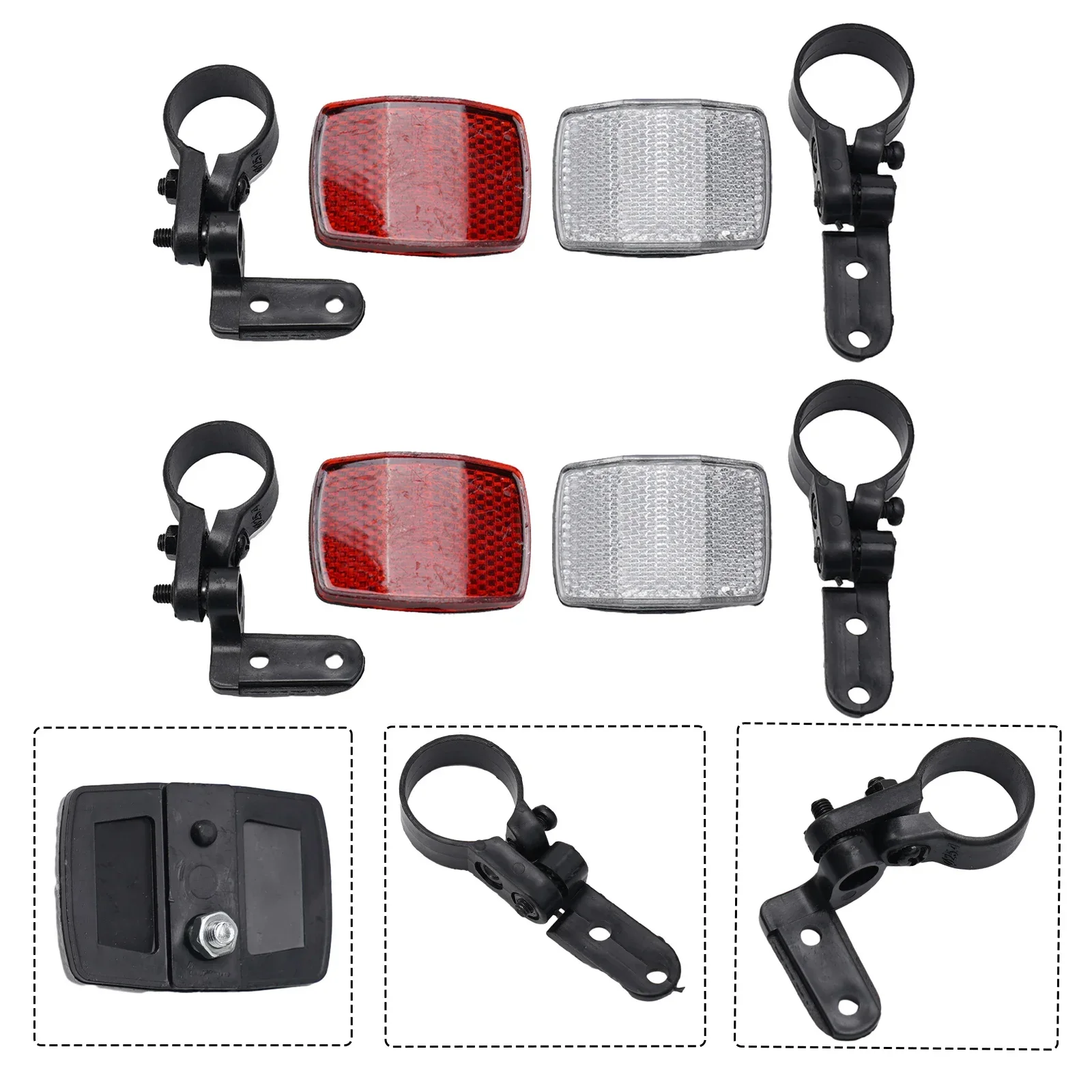 2 Pack Front & Rear Bike Bicycle Reflector Set Red & White Mounting Bracket bike accessories