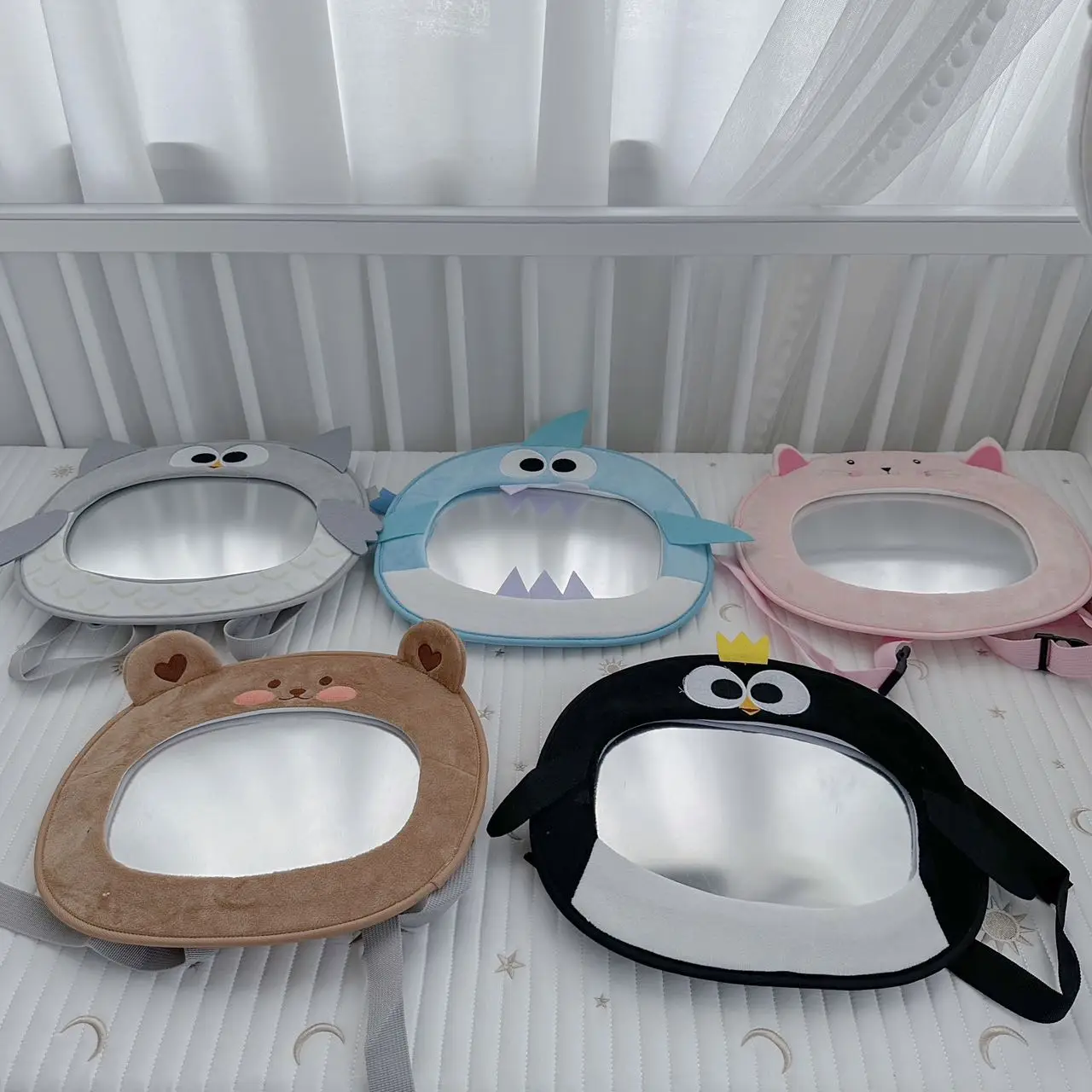 Rearview Mirror Korean children's rearview mirror, car baby safety seat observation mirror, baby cartoon acrylic car mounted reflector