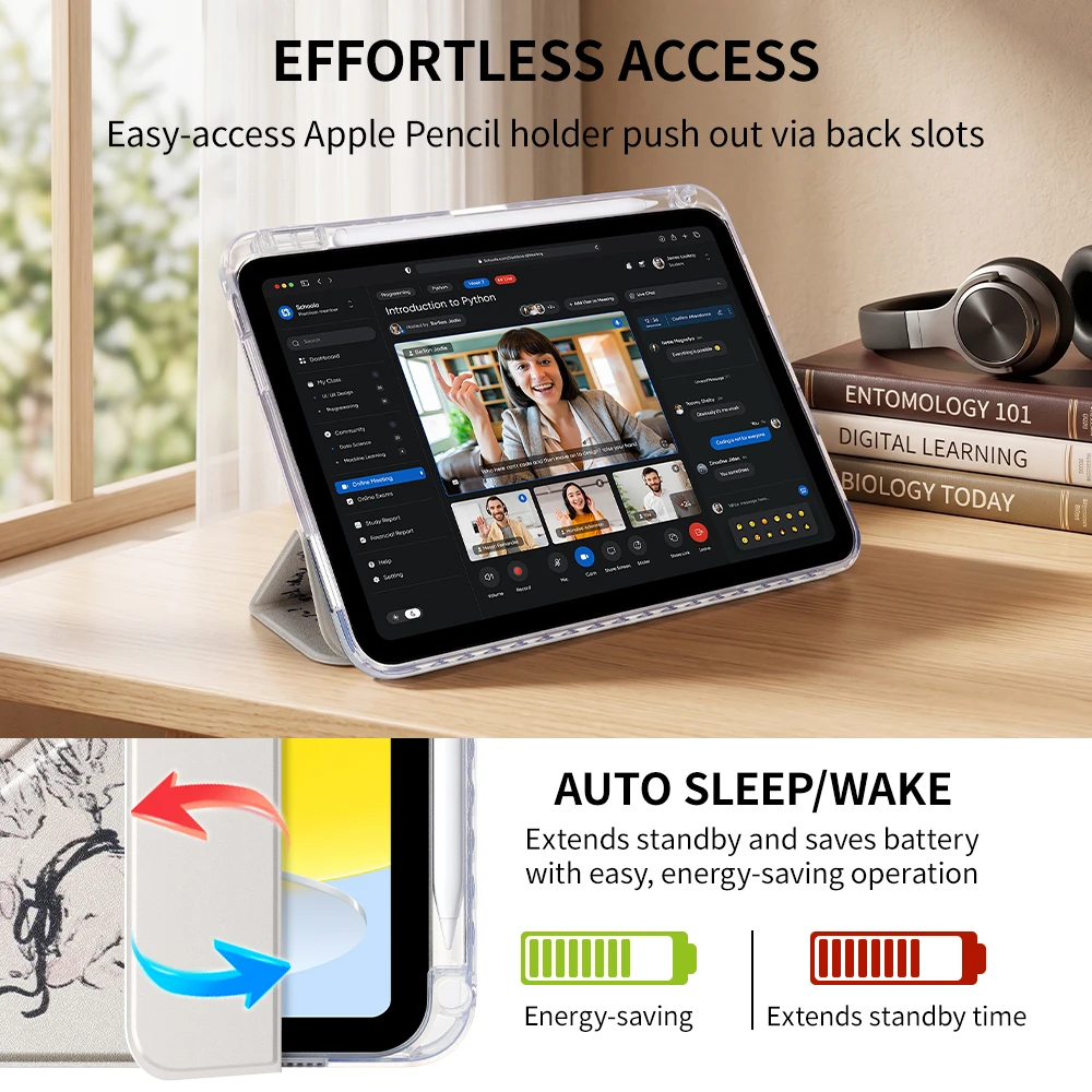 Acrylic Protective iPad Case with Pencil Holder