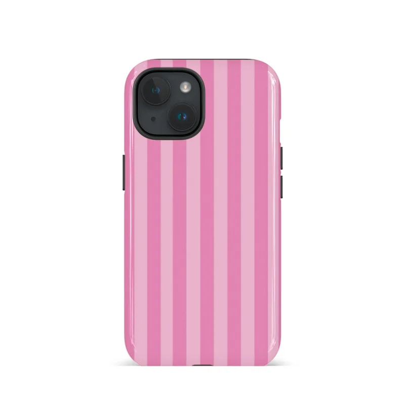 Fresh pink stripes Phone Case suitable for iPhone 17 16ProMax 15 14 14 12mini 7Plus XR 2in1 tough glossy case 1