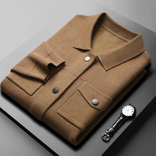Winter New Luxury Men Sweater Clothing Top Quality Korean Slim Fit Cashmere Cardigan 2023 Fashion Turn-down Collar Men's Jackets 4