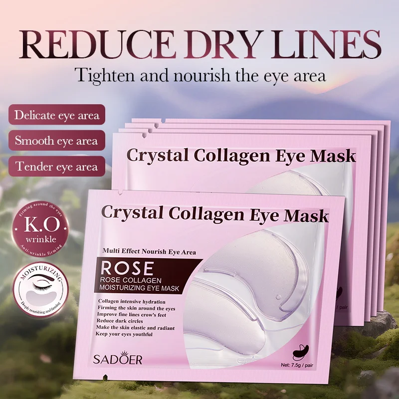 10 Pairs SADOER 24K Golden Crystal Collagen Eye Mask Anti Dark Circles Moisturizing Anti-aging Eye Patches Gel Mask for Eye