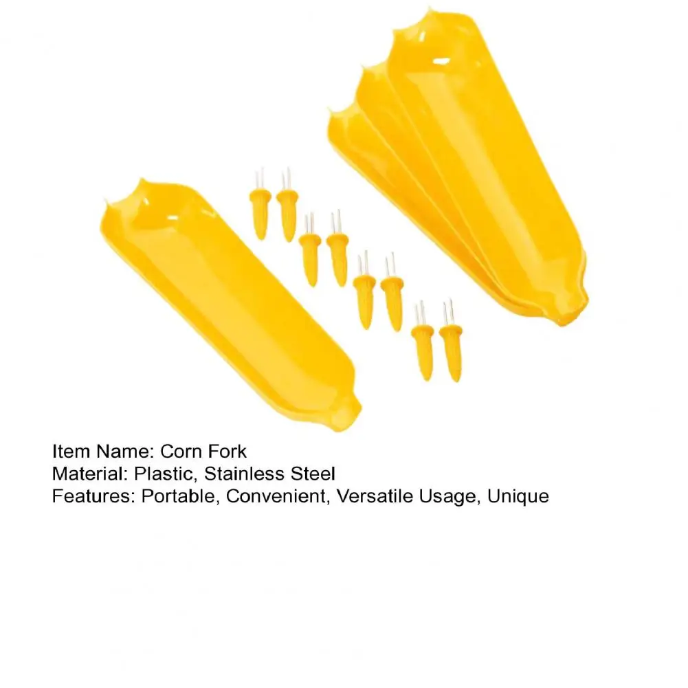 12pcs Jumbo Corn On the Cob holders Set Stainless steel Corn Skewers Prongs Hot Dog Meat Forks BBQ Dish Plate Fork BBQ Tool