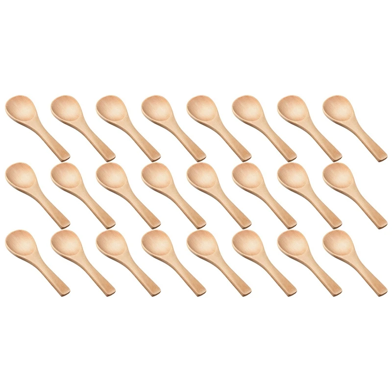 

60 Pieces Small Wooden Spoons Mini Nature Wooden Spoons Mini Tasting Spoons Condiments Salt Spoons (Natural Wood Color)