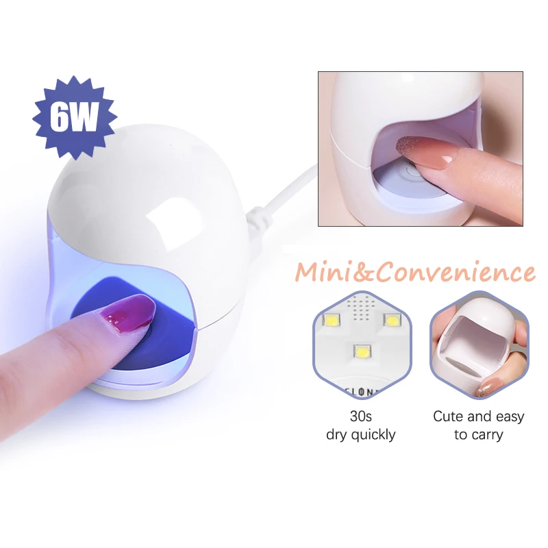 

6W Egg Shape UV Nail Lamp Dryer Mini Single Finger Egg Phototherapy Machine Fast Drying Portable Varnish Cured Manicure Tools