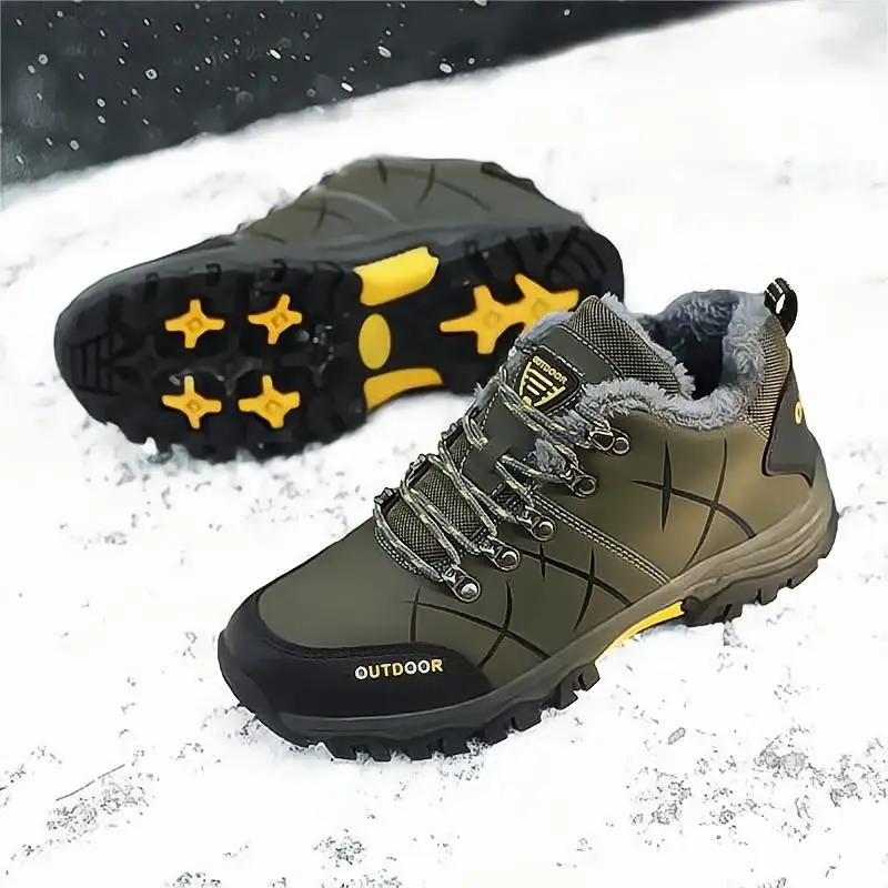 Snow Boots Brand Men's Winter Waterproof Leather Sneakers Super Warm Outdoor Male Hiking Work Shoes Size 39-47