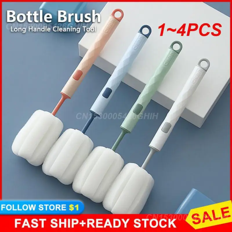 

1~4PCS Bottle Brush Simple 23g Easy-to-use Cup Brush Kitchen Cleaning Tools Save Time Sponge Cup Brush Glass Sponge Cup Brush