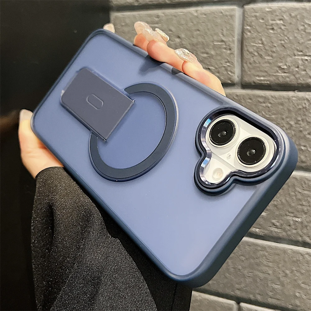 Coque de téléphone magnétique translucide mate pliable pour iPhone 16 15 14 13 12 11 Pro Max, coque arrière givrée antichoc de luxe_voghion.com