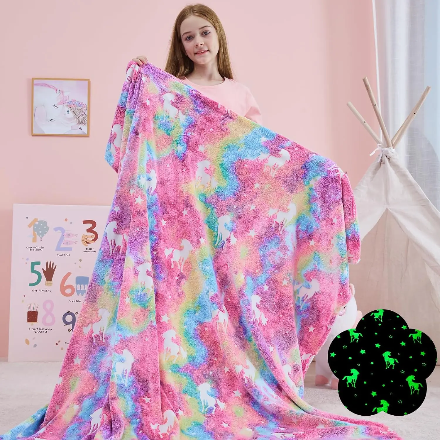 Manta Que Brilla En La Oscuridad, Regalos De Unicornios Para Niñas