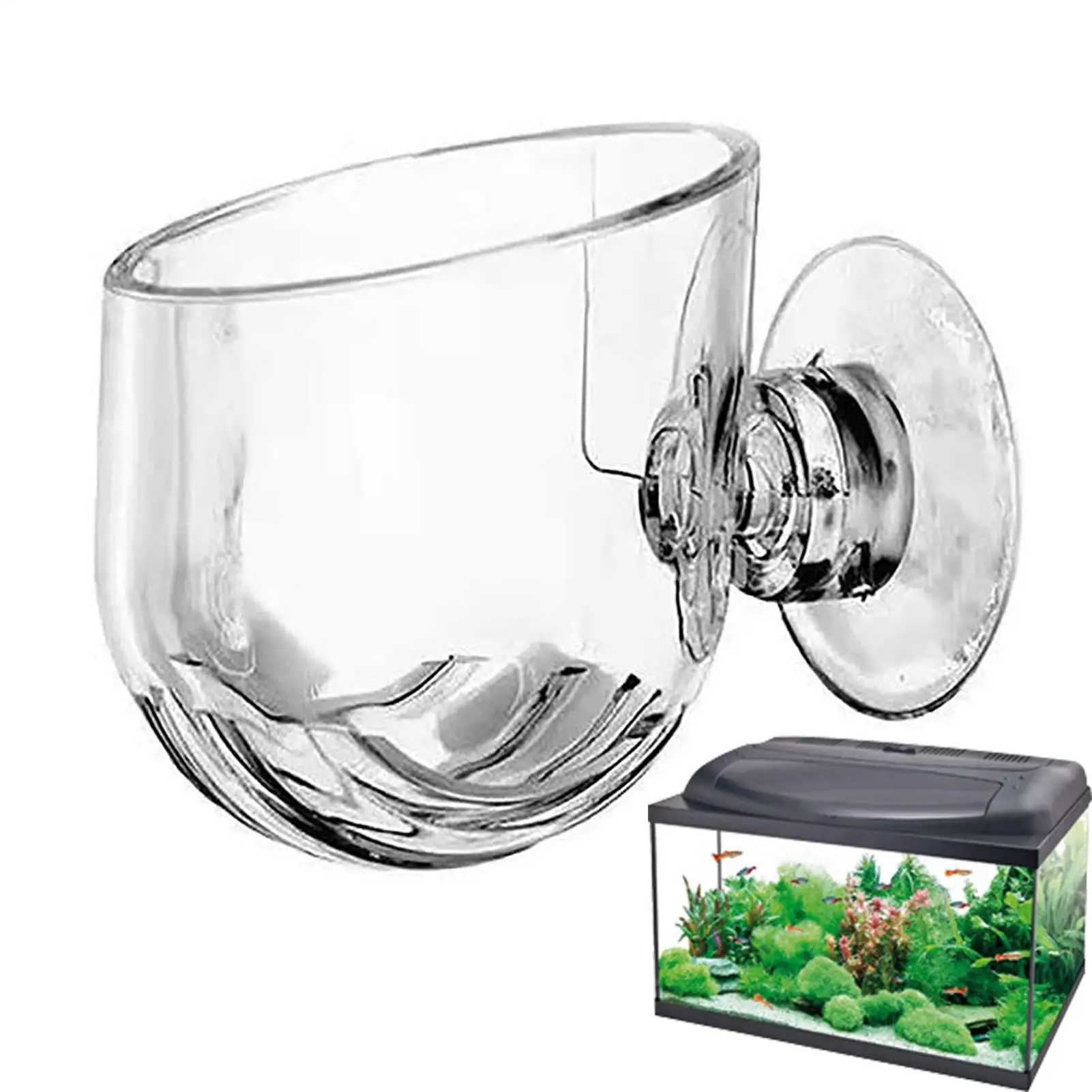 Acrylic Aquatic Plant Cups Aquarium Fish Tank Glass Plant Pot With Suction Holder Feeding Container Stand For Aquarium Lanscape