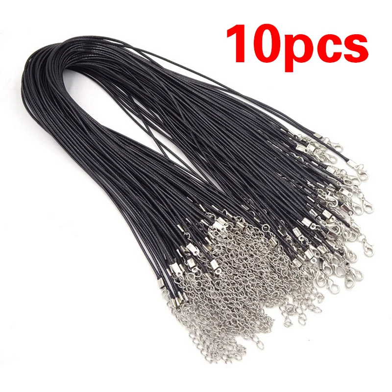 Rope Necklace Waxed Cord Leather Cord 1/5/10/20/50Pcs Waxed Cord Leather Rope Necklace Rope DIY Handmade Lobster Clasp String Cord Chains Jewelry Making Supplies