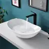 Large Oval Ceramic Vessel Sink with Pop Up Drain Bathroom Above Counter Sink White Nordic Style Easy Install High-Temperature 3
