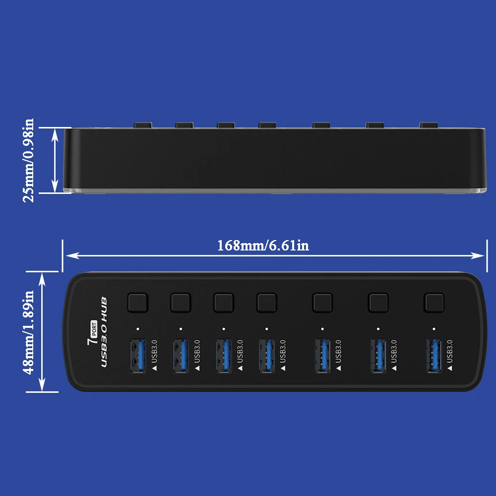 RGB USB 3.0 Hub 7 Ports Data Port Adapter 5Gbps Individual On/Off Switch Splitter Gaming USB Hub For Laptop PC Computer Accessor — view 6