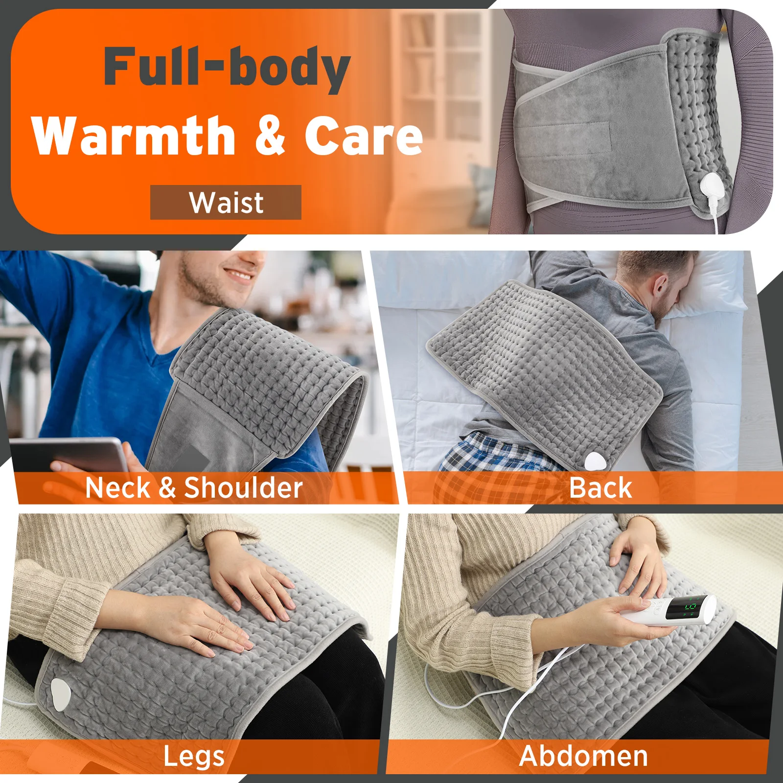 Electric Heating Pad Back Support Belt with Temperature Control Office Home Use Warming Blanket for Waist Hand Leg Abdomen