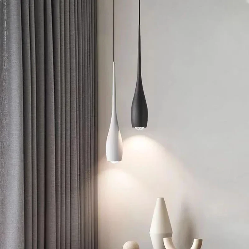 

Black White Bedside Light Modern Led Pendant Lights Bedroom Dining Room Kitchen Spotlight Hanging Lamp Chandelier Pendant Lamp