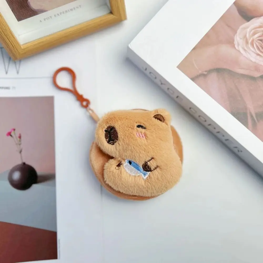 Capybara Anime Plush Coin Purse Cartoon Round Bags Pendant Headphone Storage Bag Creative Kawaii Lovely Funny Mini coin purse plush coin purse coin wallet change bag earbuds storage bag