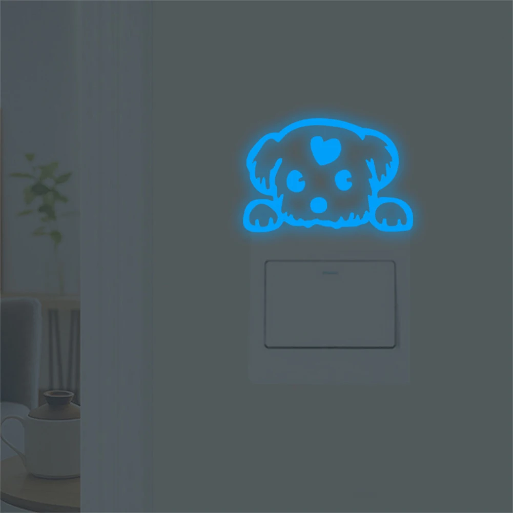 Luminous Switch Stickers Cartoon Cat Luminous Switch Stickers Removable Decorative Decals For Children Room Living Room Bedroom Decoration