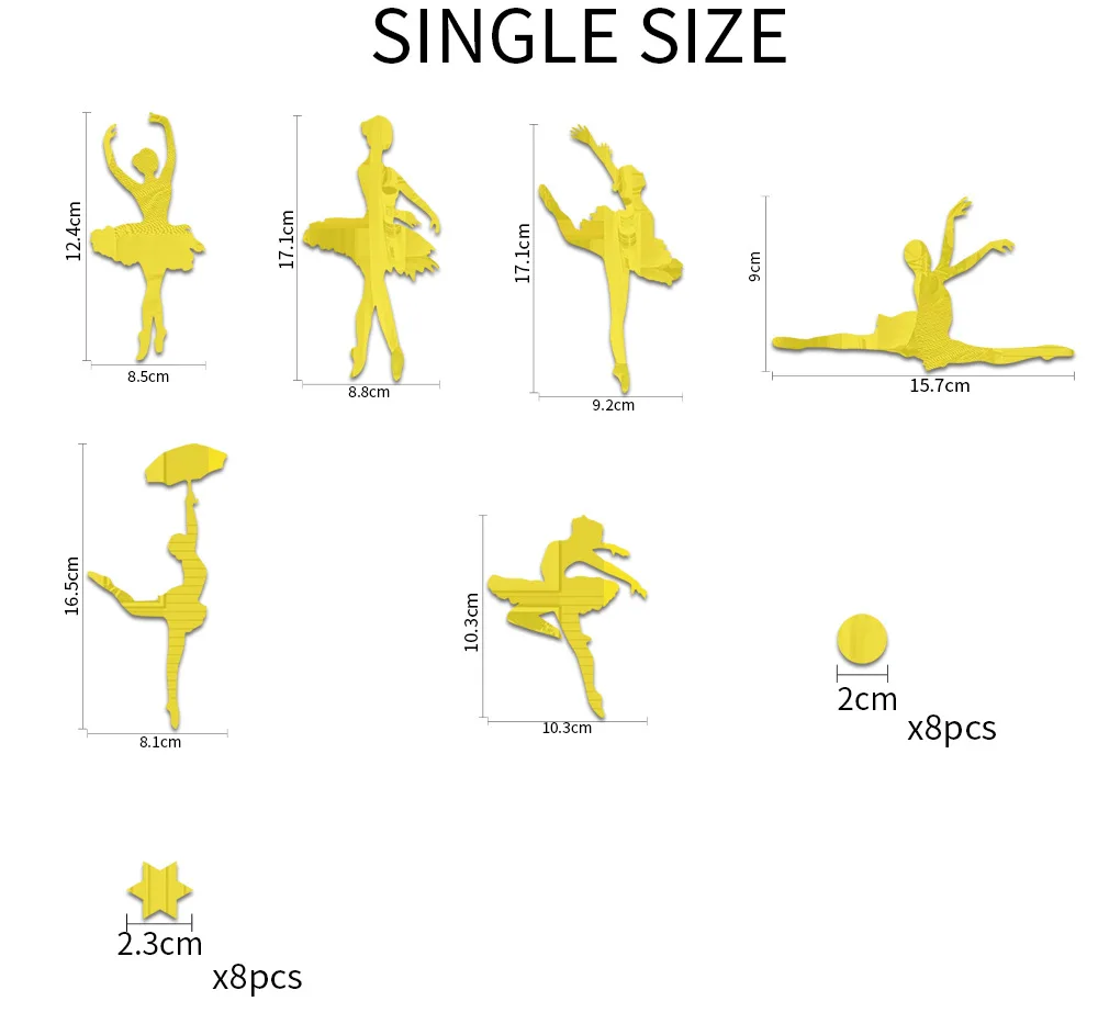 Ballet girl acrylic mirror wall paste children's room dance studio living room wall self-adhesive decoration house decoration