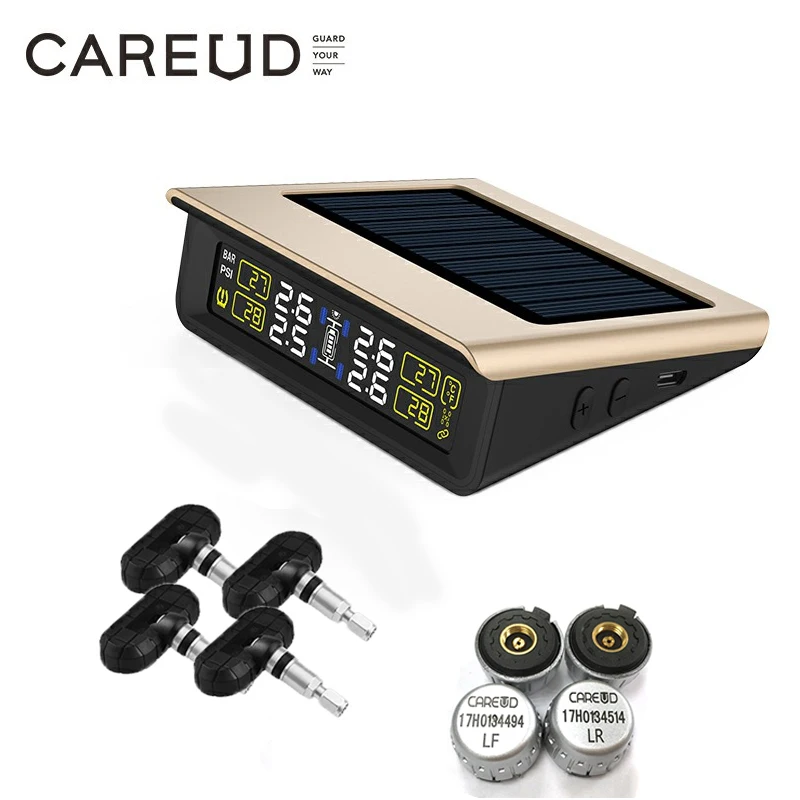 TPMS Tyre Pressure Monitoring System Solar Power LCD Display with 4 Internal/External Sensor Replaceable Battery PSI/BAR Mode car tire pressure monitor car tire pressure sensor