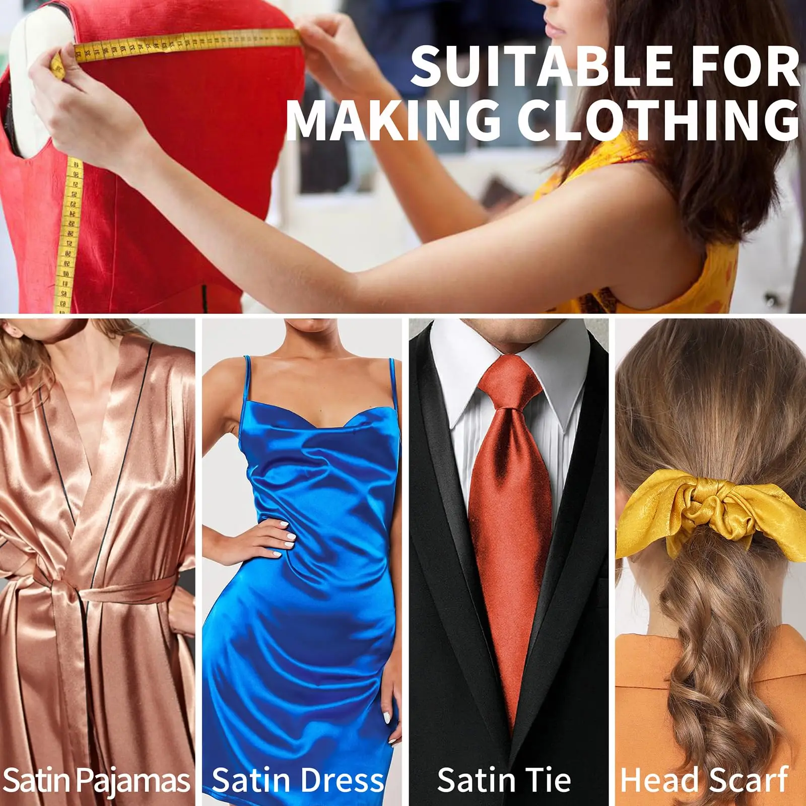 Luxurious Silky Satin Fabric for Elegant Creations, Smooth and Shiny Material for Wedding Attire, Fashion Design, and Creative Projects