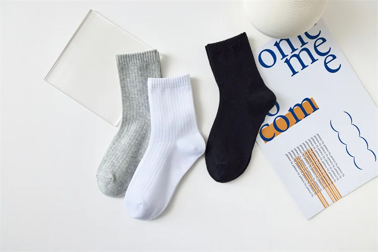 Lawadka Kindersocken Schwarz Weiß Grau Student Sportsocken Für Kinder Frühling Sommer Baumwollsocken Für Mädchen Jungen 1-12 Jahre 2024 – Detail 4