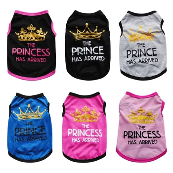 Summer Pet T-shirt Puppy Dog Clothes Crown Princess Letter Printed Cat Vest Cotton T Shirt Pug Chihuahua Costumes for Small Dogs 1