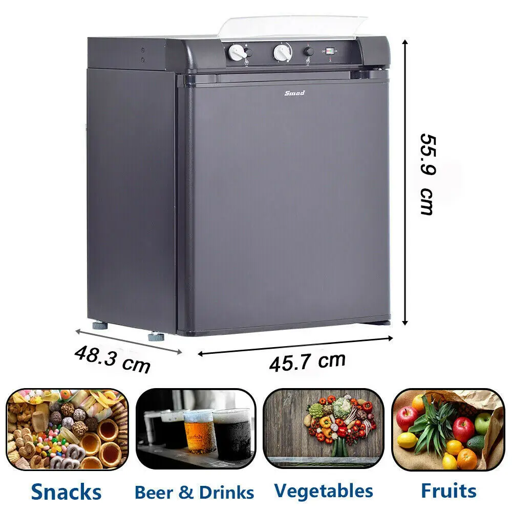 Smad Compact Mini Fridge Quiet No Noise Absorption Refrigerator with Lock  40L Truck Fridge 110V/12V Refrigerator 1.4 cu.ft, Black