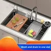 Large Single Slot Table Basin Vegetable Basin Stainless Steel Sink Nano Coating Thickened Stainless Steel Kitchen Sink Household 2