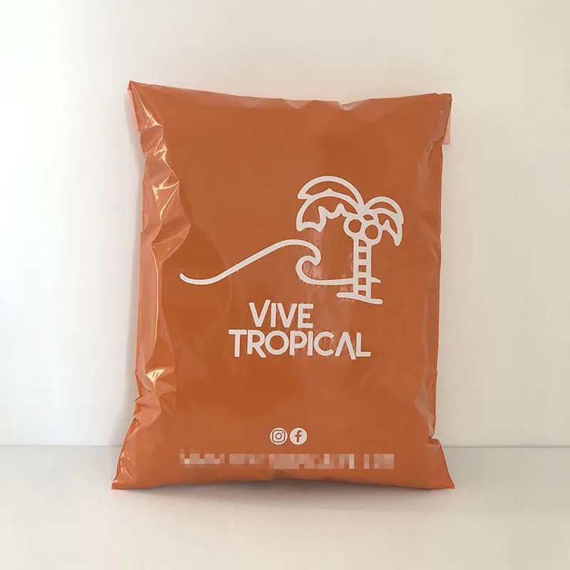 100pcs Waterproof Custom Printed Orange Mailer Mailing Express Self Seal Plastic Packaging Bags 2