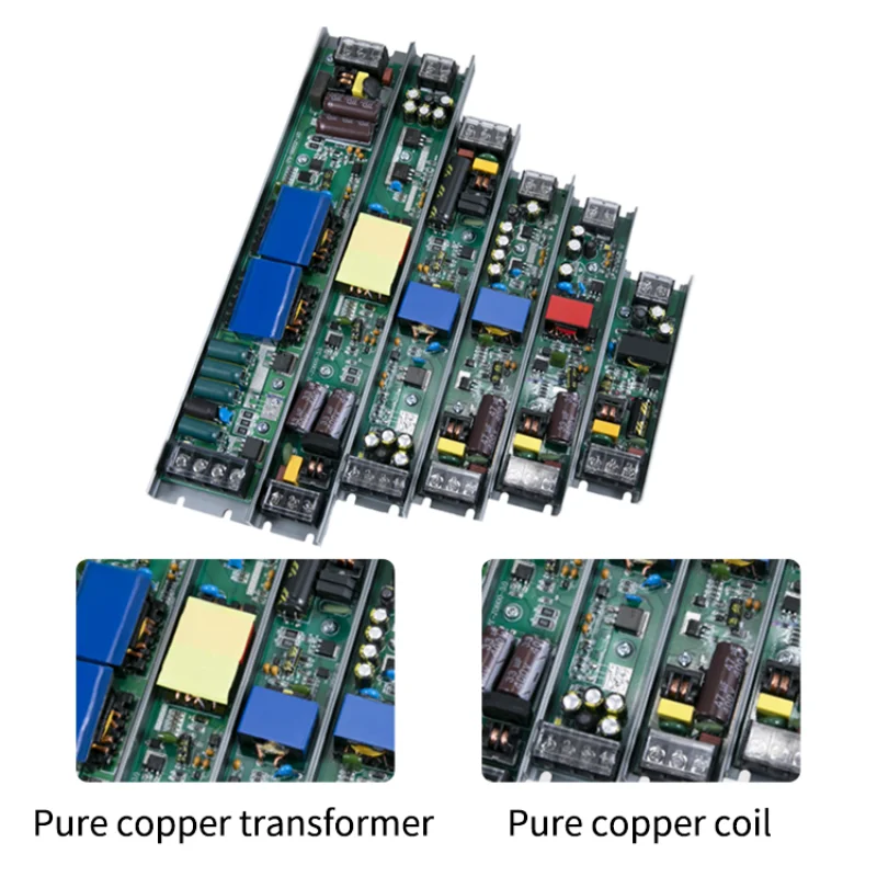 초박형 LED 전원 공급 장치, 12V 24V, 60W 100W 150W 200W 300W 400W AC to DC 170-260V LED 스트립 변압기 컨버터 조명 드라이버