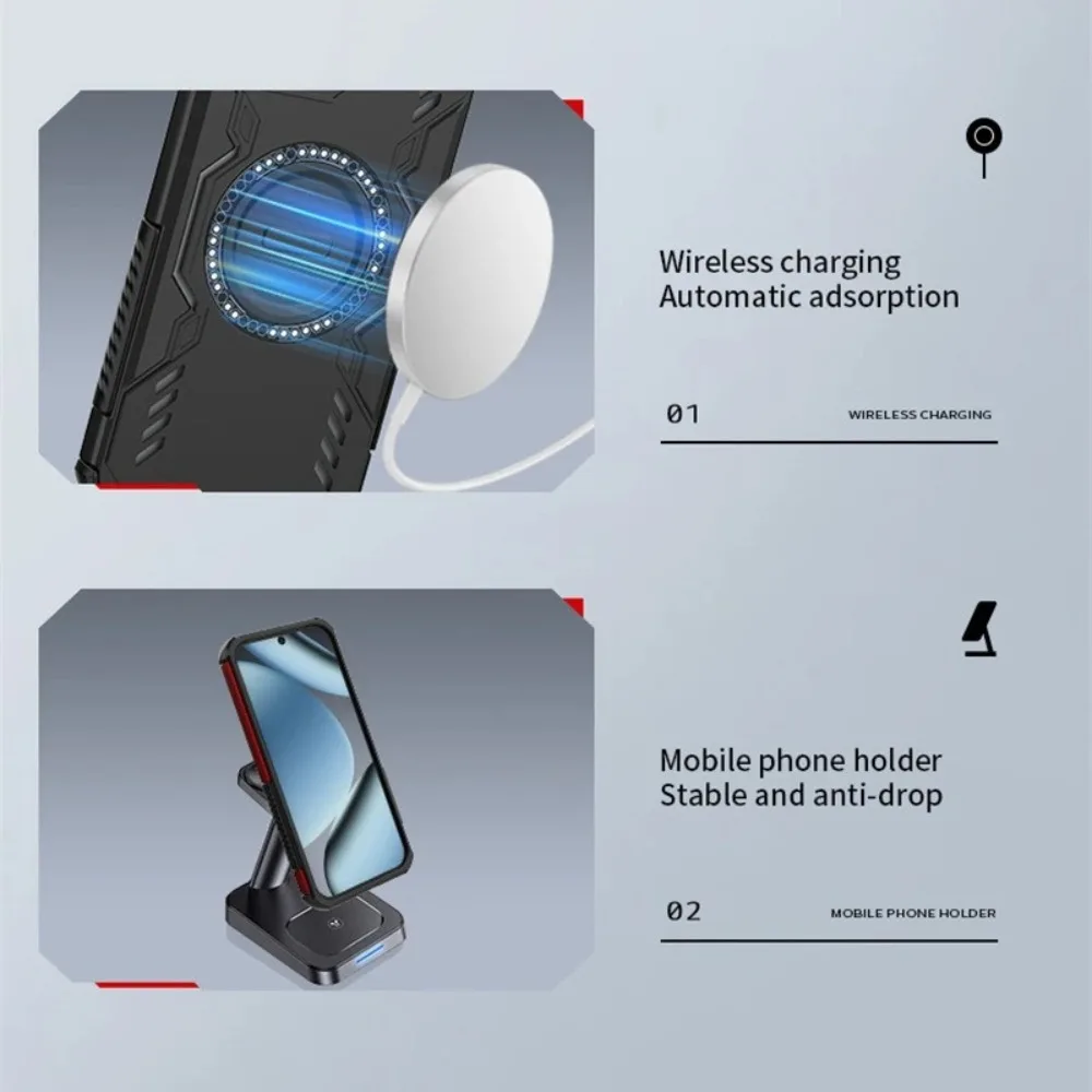 Premium Armor Magnetic Charging Phone Case with Airbag Protection and Heat Dissipation