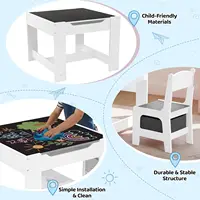 Kids Table and Chair Set, 4 in 1 Wooden Children Activity Table w/Storage, Reversible Deskboard, Blackboard, Detachable Tabletop 6