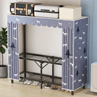 Armoire à linge pour chambre à coucher, assemblage facile, épaisse, robuste, durable, pliante, cadre tout en acier, salle de location 6