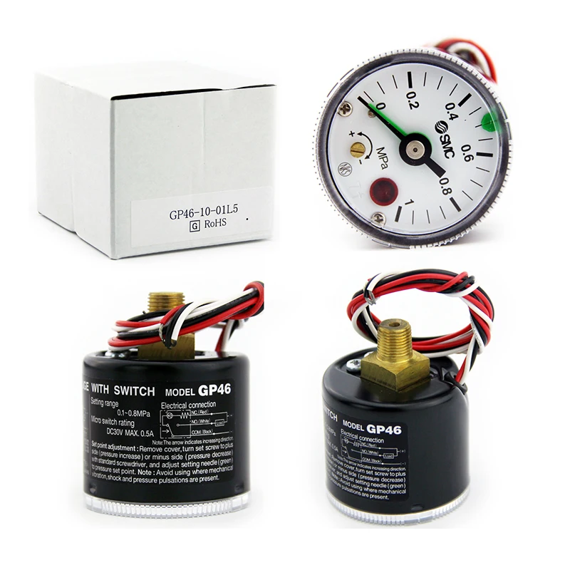 SMC GP46 10 01L5 GP46 10 02L5 GP46 Series Pressure Gauge With Switch