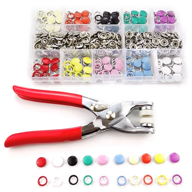  Heavy Duty Snap Fastener Tool Adjustable Snap Setter Tool, DIY  100 Sets Metal Snaps Buttons with Fastener Pliers Press Tool Kit for Sewing  and Crafting (10 Colors)