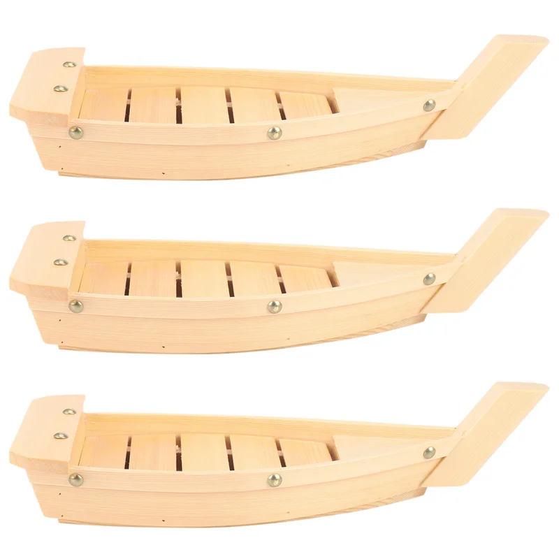 Y42A-3Pcs 42X17X7.5Cm 일본 요리 스시 보트 스시 도구 나무 수제 간단한 선박 사시미 차가운 요리 식기 바