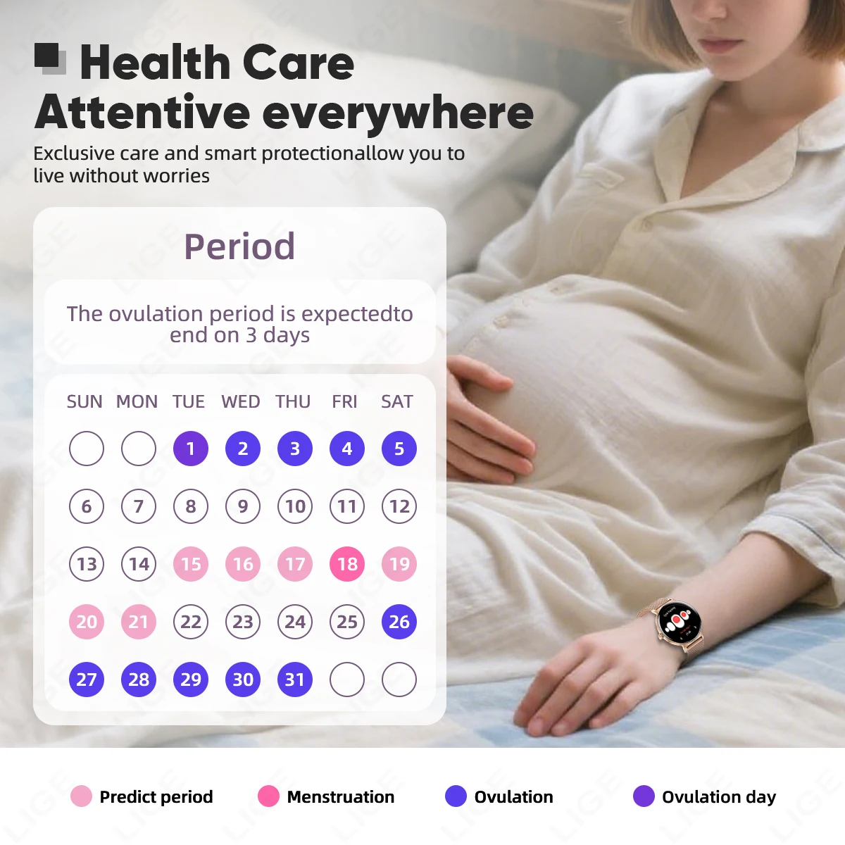 LIGE Ultra-thin Smart Watch Women Custom Dial Sport Heart Rate Health Tracking Watch Bluetooth Call Waterproof Ladies Smartwatch