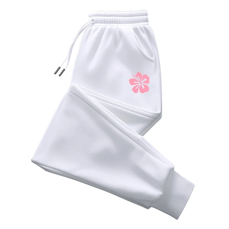 2025 العلامة التجارية الجديدة امرأة Sweatpants أزهار لطيفة طباعة بنطال رياضي الإناث المنزل في الهواء الطلق الراحة تنفس لون نقي بنطلون
