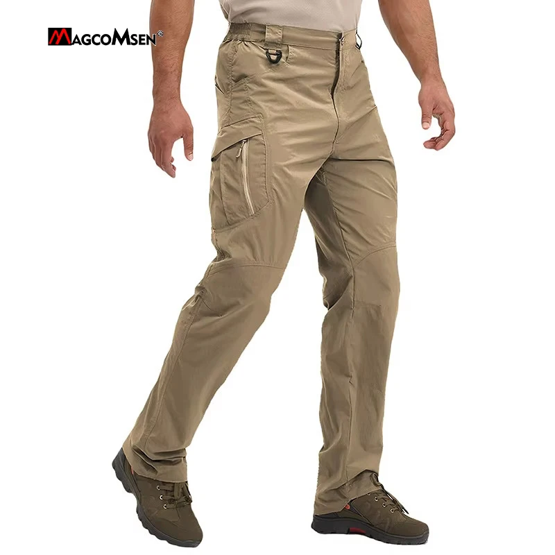 MAGCOMSEN 여름 남성용 경량 카고 바지 멀티 포켓이 있는 빠른 건조 하이킹 여행 작업 바지