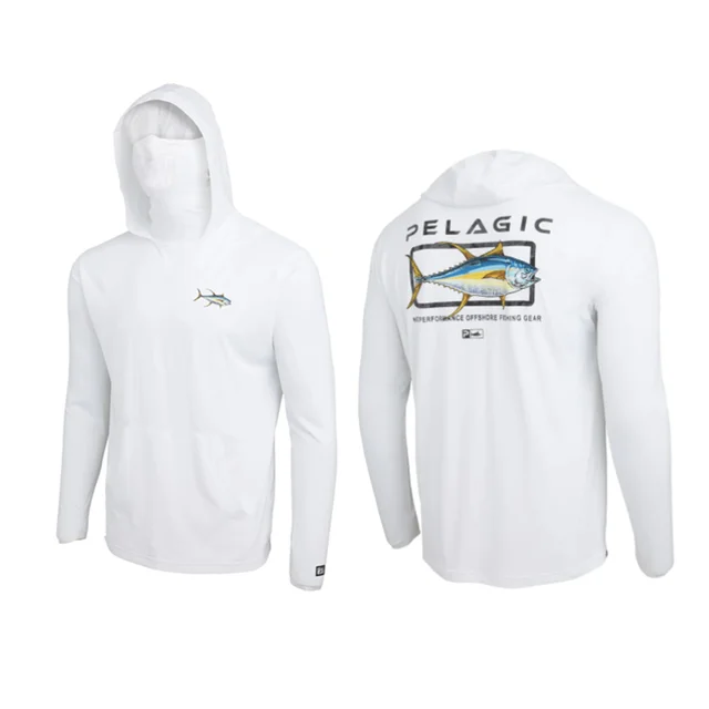 2023 Summer Pelagic Gear Men's Long Sleeve Mask Hooded Fishing Shirts Sun  Protection Fishing Clothing Fishing