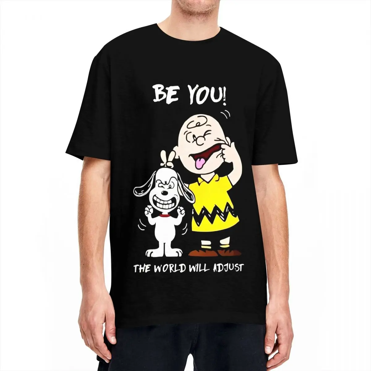 thumbnail image 1 of Camiseta de gran tamaño de Peanuts, Charlie Brown y Snoopy, camisetas de algodón, camiseta The World Will Adjust para camisetas de manga corta para hombres, 1 of 4