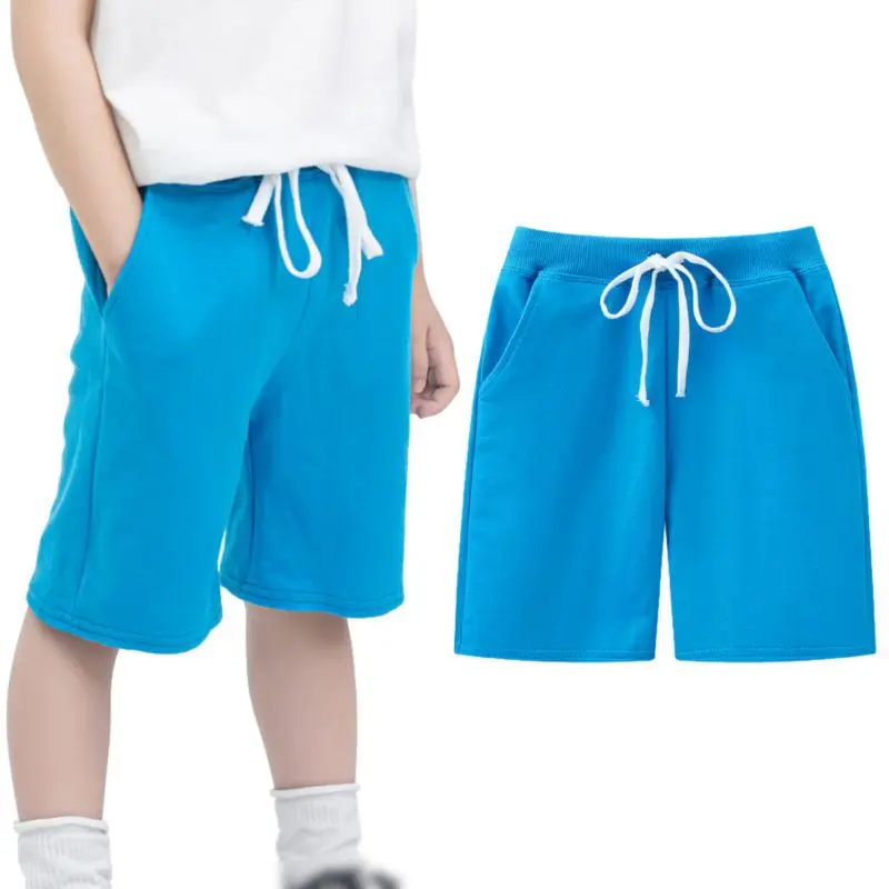 Spring Boys Shorts Kids Trousers Solid Color Casual Children Beach Loose Casual Short Pants Comfortable Cotton Pants 4-6Years