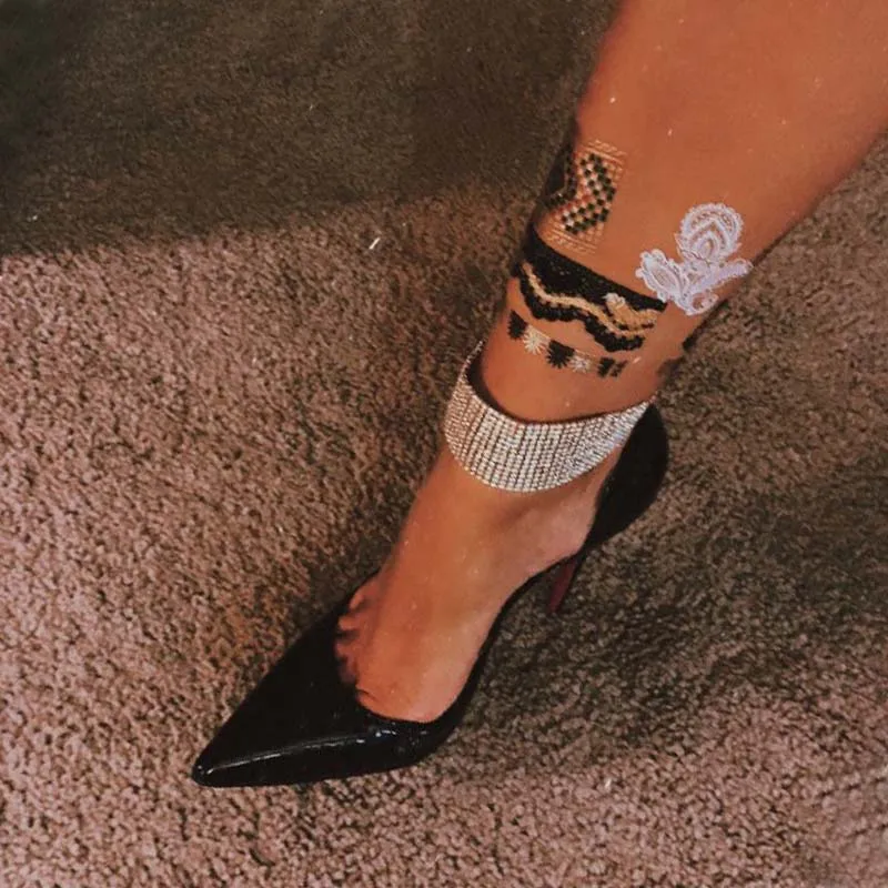 Punk Sexy Shiny Rhinestone Anklets for Women Ethnic Ankle Chain Foot Jewelry silver anklet bracelet ankle chains cubic zirconia anklet beads anklet