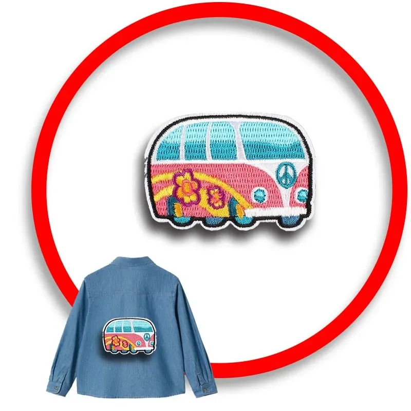 

1Pcs Patch Stickers Iron On Patches for Clothing Sewing Sun Peace Music Embroidery Fusible Applique Badge Bag Decoration Stripes