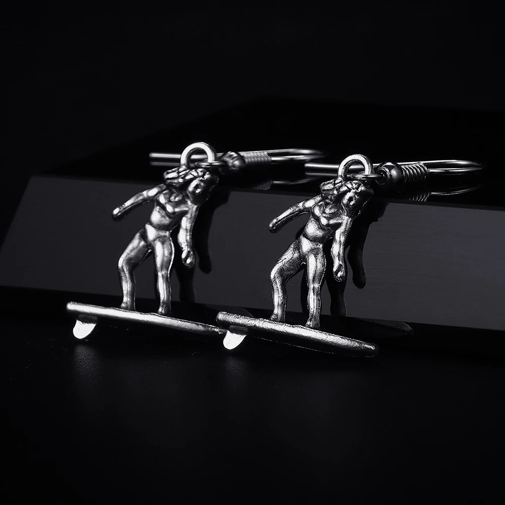 TrendyVintageSurferShapeDangleAntiqueSilverPlatedEarringsfor