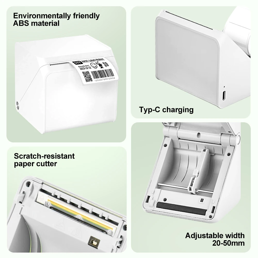 HPRT T260LR Portable Thermal Label Printer Adhesive Sticker T260 Mini Desktop Printer Bluetooth Barcode Maker 2inch 20-50mm