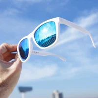 Dokly Unisex White frame blue lens Sunglasses Mirror Oculos Sun Glasses Gafas De Sol fashion Sunglasses Men and Women Eyewears