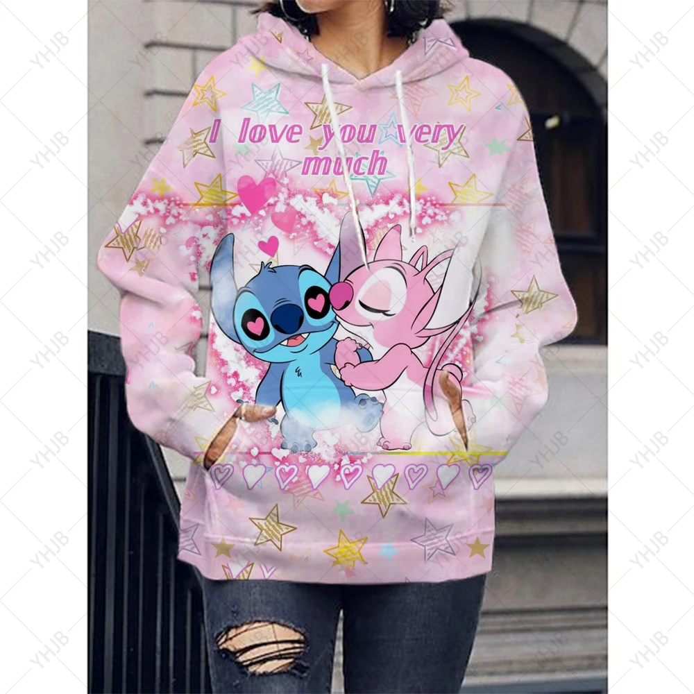 

Streetwear Hoodies Women Sweatshirt Autumn Spring Long Sleeve Harajuku Disney Stitch Print Sweatshirts Casual Pullover sudadera