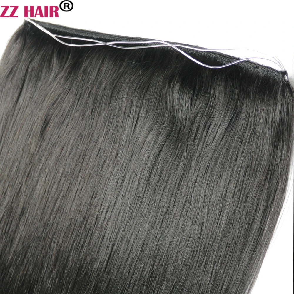 ZZHAIR Human Remy Hair Extensions 16"-26" 200g-220g Fish Line In No-lace Natural Straight No Clips